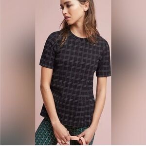 Anthropologie Postmark Keisha Grid‎ Print Structured Top Small